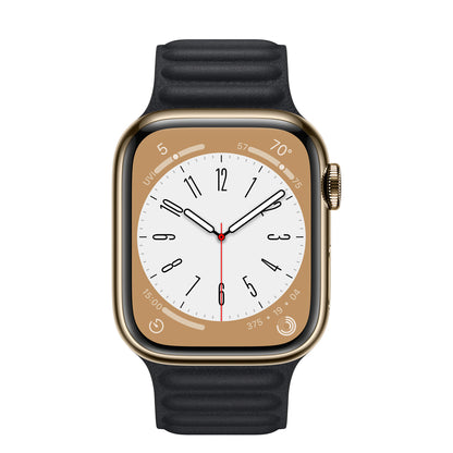 Gold Stainless Steel Case with Leather Link - Midnight