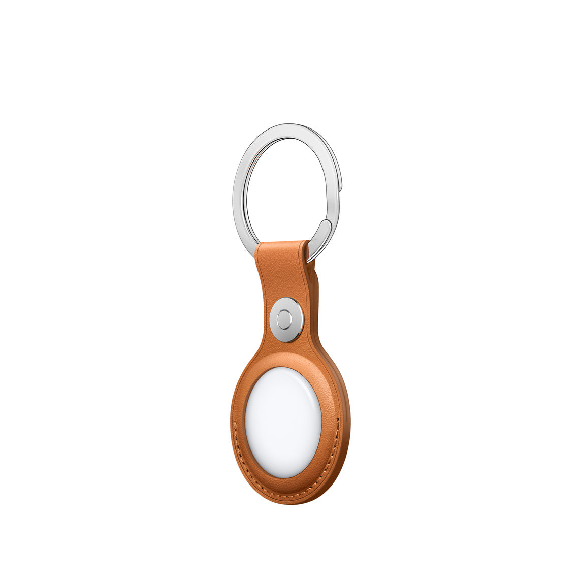 AirTag Leather Key Ring - Golden Brown
